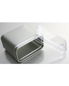Rechteckige Blechdose / Geschenkdose 89x48x79mm mit Klarsichtdeckel - Art.8870